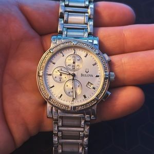 Bulova  Chronograph Watch with Diamond Accent Bezel